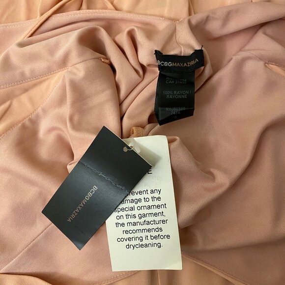 Vintage NWT Women BCBGMAXAZRIA Peach/Blush Backless Maxi Column Dress Gown Size - Picture 10 of 11